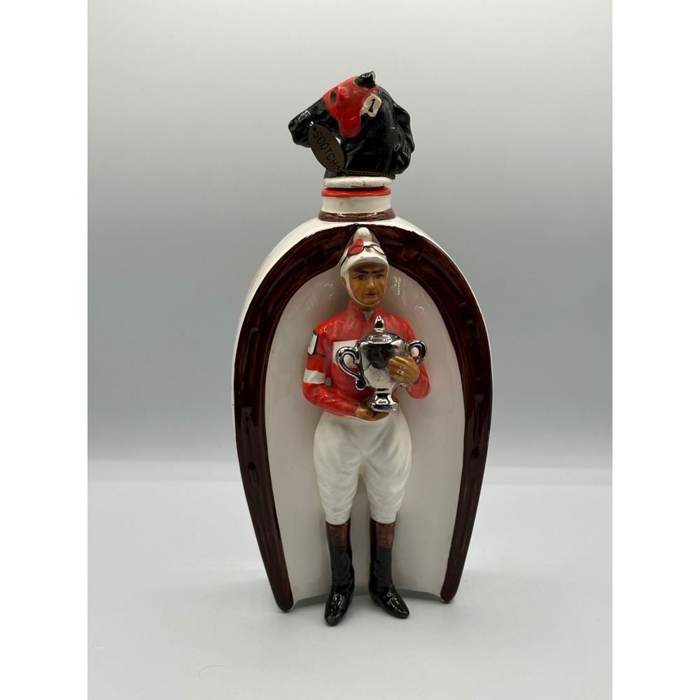 Vintage Horse Racing Decanter Jockey Horseshoe Racetrack Churchill Downs Belmont